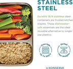 U Konserve Stainless Steel Rectangle Divided Food Storage Bento Box Container, Leak Proof Silicone Lid Dishwasher Safe - Plastic Free, (28oz Island Teal)