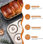 HONGBAKE Nonstick Donut Pans For Baking, 2-Pack 6 Cavity Upgraded Deepened Doughnut Tray, Heavy Duty Mini Bagel Mold for Oven - Bronze Gold