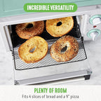 GreenLife Countertop Toaster Oven Air Fryer Stainless Steel, Healthy Ceramic Nonstick, PFAS Free, Tray & Basket, Bake, Broil, Reheat, Adjustable Temp & Time Control, Auto Shutoff, Turquoise