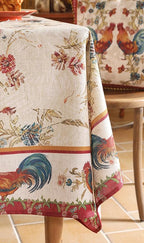 patdrea Designer French Tablecloth for Square Table,Vintage Red Linen Animals Pattern Floral Tablecloths,Decor Table Cover for Kitchen Dining Christmas,Party,Thanksgiving,67"x67"-Townlife E