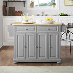 Crosley Furniture Alexandria Wood Top Rolling Kitchen Island Storage Cart, Microwave Stand, Spice Rack, Gray