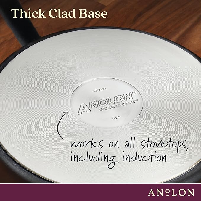 Anolon Smart Stack Hard Anodized Nonstick Frying Pan Set/ Skillet Set - 10 Inch and 12 Inch, Black