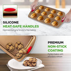 NutriChef 15-Piece Nonstick Bakeware Set w/ Baking Utensils – Premium Oven Safe Baking Pans with Silicone Handles, Easy Clean, Dishwasher Safe Tray Set for Cakes, Muffins, Bread, Cookies & Roasting