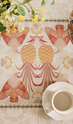 patdrea Designer Rectangle Linen Long Table Cloth,Vintage Anti-Wrinkle Durable Tropical Style Tablecloth,Decor Table Cover Cloth for Kitchen Dining Christmas,Thanksgiving,63"x94"-Pineapple a