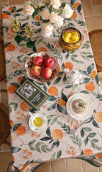 patdrea Designer Vintage Linen Rectangle Table Cloth,Framhouse Oranges and Leaves Pattern French Tablecloth,Fall Decor Cover for Kitchen Dining Christmas,Thanksgiving,63"x87"-Palladin a