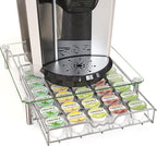 Deco Brothers Crystal Tempered Glass K-Cup Holder Drawer for 30 Coffee Pods Storage, Chrome