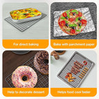 2PCS Cooling Racks for Cooking and Baking - 10" x 15"Heavy Duty Stainless Steel Wire Rack for Baking, Grilling, Roasting - Oven & Dishwasher Safe - Fits Jelly Roll Sheet Pan（Black）