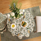 patdrea Designer Vintage Linen Round Table Cloth,Durable Breathable Cover Fall Dacorative Tablecloth,Decor Table Cover for Kitchen Dining,Holiday Christmas,Thanksgiving,Diameter 67"-Warbler
