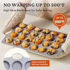 BRONYPRO Ceramic Muffin Pan, 12-Cup and 24-Cup Nonstick Aluminized Steel Mini Cupcake Pans, Healthy Non-Toxic Ceramic Coating Muffin Tin, 2 Pack Cup Cake Pans for Baking Cream