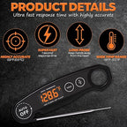 1 Second Instant Read Food Thermometer Rechargeable Meat Thermometer Digital Kitchen Thermometer for Cooking, Grill Thermometer, BBQ Thermometer Waterproof