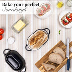 nuovva Dutch Oven For Sourdough Bread Baking – Enamelled Cast Iron Bread Loaf Pot – Oven Safe Non Stick Bread Pot – Rectangular, Black, 24cm x 16cm