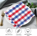 Urban Villa Cotton Dinner Napkins Set of 6, 20x20 Inche Soft Premium Cotton Napkins, Hotel Quality Highly Absorbent, Reusable & Washable Table Dinner Napkins (Red/Blue/White, Buffalo Checks)