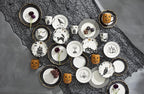 Lenox Dinnerware, Vintage Halloween Haunted Accent Plates, Assorted, Set of 4, Porcelain, Dishwasher & Microwave Safe, Halloween Decor Indoor, Spooky Decorative Plates for Home (Black/White, 4 Piece)