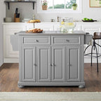 Crosley Furniture Alexandria Stainless Steel Top Rolling Kitchen Island Storage Cart, Microwave Stand, Gray
