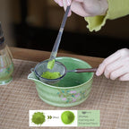 Matcha Whisk Set, 7-Piece Japanese Matcha Kit with Floral Ceramic Bowl & Holder, Natural Bamboo Matcha Whisk, Scoop, Large Bamboo Mat, Wooden Handle Sifter –Elegant Tea Ceremony Gift for Matcha Lovers