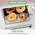 GreenLife Countertop Toaster Oven Air Fryer Stainless Steel, Healthy Ceramic Nonstick, PFAS Free, Tray & Basket, Bake, Broil, Reheat, Adjustable Temp & Time Control, Auto Shutoff, Pink