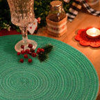 FunWheat Round Placemats Set of 6 Table Mats for Dining Tables Washable Non-Slip Place mats 15 Inch (Green Shine)
