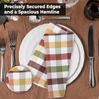 Urban Villa Cloth Napkins Harvest Checks Dinner Napkins Set of 12 20X20 100% Cotton Absorbent Washable Durable Reusable Cloth Napkins Ideal for Farmhouse Party Thanksgiving Harvest Fall Dinner Napkins