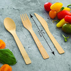 100% Bamboo Cutlery - Disposable Utensils, Reusable, Smooth Biodegradable Silverware 100 Set (100 Knives), Compostable Durable Flatware in a Premium Box