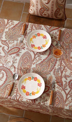 ISAENNE Designer French Red Table Cloth for Rectangle Table,Fall Linen Tablecloth with Cashew Pattern,Stain Proof Decor Tablecloths for Dining Thanksgiving Kitchen,55"*87"-Chauffrey D