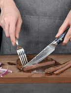 Steak Knives Set of 4, Ultra Sharp Non Serrated Kitchen Steak Knife 5 Inch - Damascus Steel & Resin Handle - Xuan Series (Starry Black)
