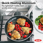 OXO Agility Series 12 Piece Cookware Pots and Pans Set, Ceramic Nonstick PFAS-Free, Induction, Skillets,Saucepans,Lids,Even Heating,Stainless Steel Handles,Chip-Free Rims,Dishwasher & Oven Safe,Black