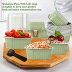 Cupcake Liners With Lids, BAKINGPAK 30PCS 10oz Square Mini Aluminum Pans with Lids Mini Cake Pans with Lids Disposable Aluminum Foil Ramekins with Lids Baking Cups With Lids for St. Patrick's Day,Fern