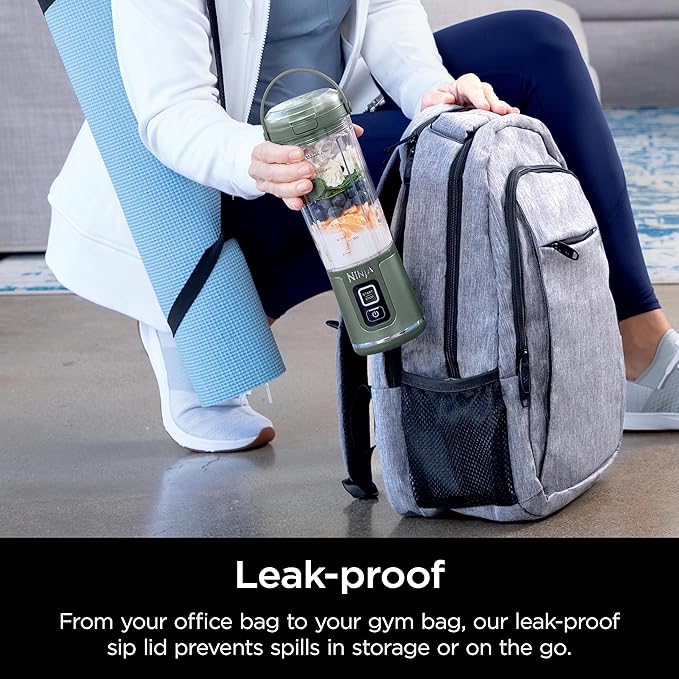 Ninja BC151EM Blast Portable Blender, Cordless, 18oz. Vessel, Personal Blender-for Shakes & Smoothies, BPA Free, Leakproof-Lid & Sip Spout, USB-C Rechargeable, Dishwasher Safe Parts, Forest Green
