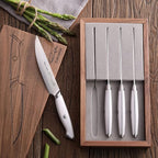 Cangshan Thomas Keller Signature Collection Swedish Powder Steel Forged, 4-Piece Fine Edge Steak Knife Set w/Walnut Box, White