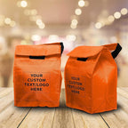 DISCOUNT PROMOS 10 Hook and Loop Insulated Lunch Bags Set - Customizable Text, Logo - Polyester, Durable, Vibrant, Reusable - Orange