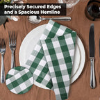 Urban Villa Cotton Dinner Napkins Set of 12, Highly Absorbent Soft Premium Cloth Napkins 20x20 Inches, Hotel Quality Reusable & Washable Table DinnerNapkins for Home -(Hunter/White, Buffalo Checked)