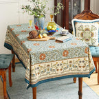 patdrea Designer French Linen Blue Tablecloth for Rectangle Table,Vintage Floral Table Cloth,Colorful Decoration Fall Cover Kitchen Dining for Thanksgiving,Tea Party,Christmas,63"x110"-Wensel