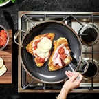 HexClad Hybrid Nonstick 14-Inch Frying Pan with Stainless Steel Lid, Stay-Cool Handles, Dishwasher-Friendly, Oven-Safe Up to 900°F, Induction Ready, Compatible with All Cooktops