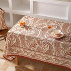 ISAENNE Designer French Red Square Tablecloth,Fall Linen Table Cloth with Cashew Pattern,Stain Proof Decor Tablecloths for Dining Thanksgiving Kitchen Christmas,67"*67"-Chauffrey D