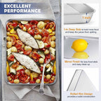 12.5 Inch Baking Sheet Pan with Rack Set, Joyfair Stainless Steel Toaster Oven Pans Tray & Cooling Racks for Cookie/Jelly Roll/Bacon/Meat, Commercial Metal & Rust-free, Dishwasher Safe