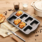 HONGBAKE Mini Loaf Baking Pans, Nonstick Small Cornbread Pan, Tiny Banana Bread Pan, Heavy Duty Carbon Steel Brownie Tin, 8-Cavity, Dark Grey