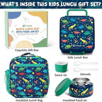 Fimibuke Bento lunch Box Set for Kids Adult with 8oz Thermos Food Jar, Insulated Lunch Bag &Sauce Cup, Leakproof Dishwasher Safe Toddler Lunch Food Container with 3-4 Compartment for School Girls Boys