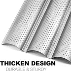 Anaeat Nonstick Perforated French Bread Baking Pan, 15"X 13" Premium Toast Mold, Silver
