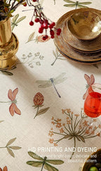 ISAENNE Designer Floral Linen Long Tablecloth Rectangle,French Off White Elegant Table Cloth,Washable Home Decor Tablecloths for Dining Thanksgiving Kitchen Christmas Party,63"*102"-Grace B