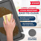 BAKKEN Kitchen Baking Pans - Nonstick Gray Coating, 13.18’’ × 8.66’’ Commercial Grade Carbon Steel Cookie Sheet, Baking Kitchen Essentials, PFOA, PFOS, PTFE Free, Oven Safe Tray (450° F), Gray Marble