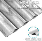 Anaeat Nonstick Perforated French Bread Baking Pan, 15"X 13" Premium Toast Mold, Silver