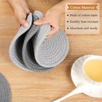 SHACOS 8 Inches Trivets for Hot Dishes, 4 Pieces Heat-Resistant Trivets Mats for Kitchen, Cotton Pot Holders for Hot Pots and Pans, Hot Pads for Countertops and Table, Gray and Light Gray