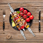 Grilling Skewer–16.5"flat metal skewers with removable Slider (set of 10) Storage Bag stainless steel skewers for BBQ-kebab koobideh-Skewers for kabab Barbecue meat vegetable-Grill sticks for camping
