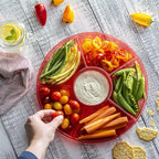 Plasticpro 6 Sectional Round Plastic Serving Tray/Platter (8, Red)