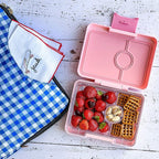 Yumbox Snack Box - 3 Compartment - Leakproof Bento Lunch Box for Kids (Fifi Pink with Rainbow Tray)